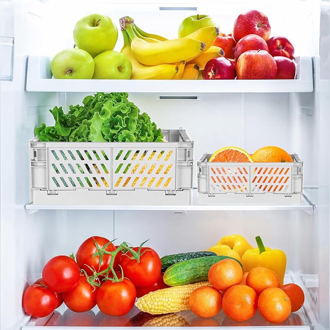 Tixill 2-Pack Mini Foldable Plastic Baskets for Organizing and Storage, Collapsible Storage Crate for Home Kitchen Bedroom Ba