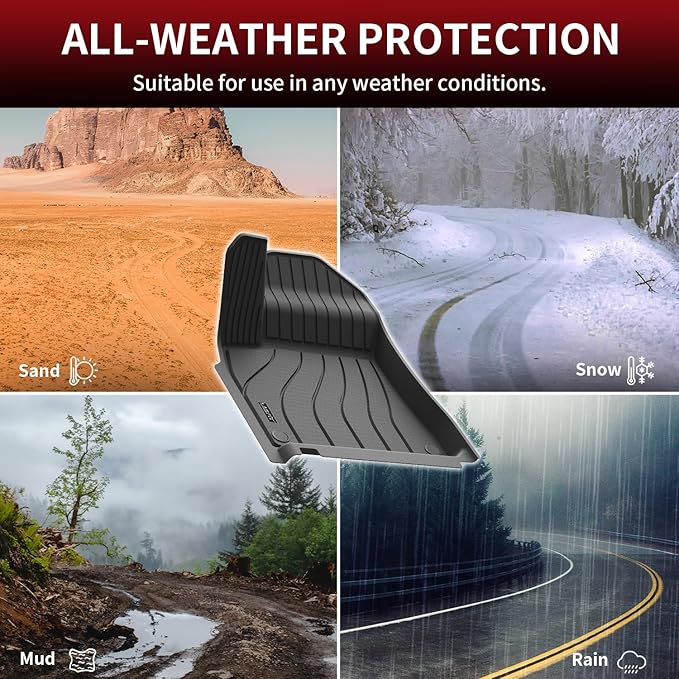 LASFIT Floor Mats for Porsche Cayenne 2019-2026 All Weather Floor Liner TPE Custom Fit 1st & 2nd Row Rubber Car Mats for Porsche Cayenne Automotive Accessories, Black, Easy to Clean