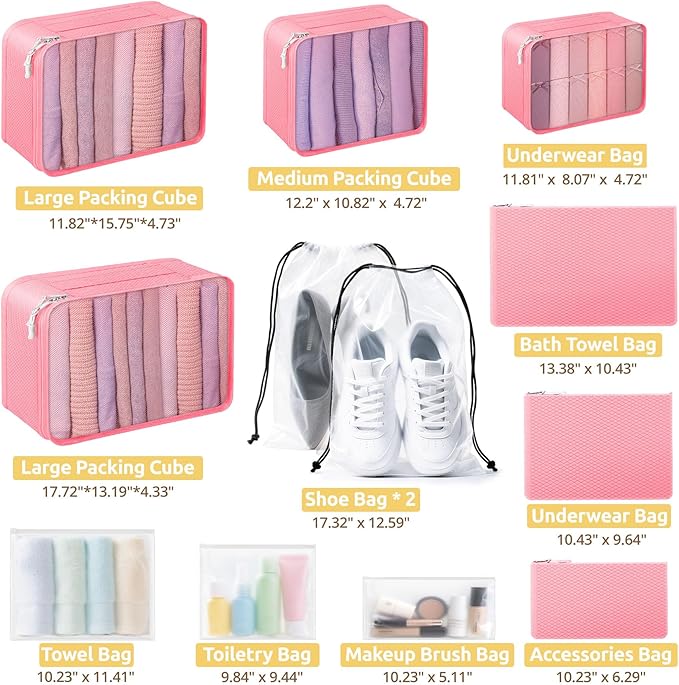 All-in-One 22 Pcs Packing Cubes for Travel Essentials –Includes Cubes,toothbrush covers，Silicone Bottle Cover,zipper bags, Ma