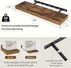 Dreamland 24 Inches Floating Shelves for Wall,6.7 Inch Deep Floating Shelves Set of 2, Large Display & Storage Shelf, Wall Sh