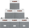 FinishingBo 6-Pack Storage Cubes with Handles & Label Holders Basket, Closet Cube Home Organizer Bins(White/Dark Grey, 13 x 1