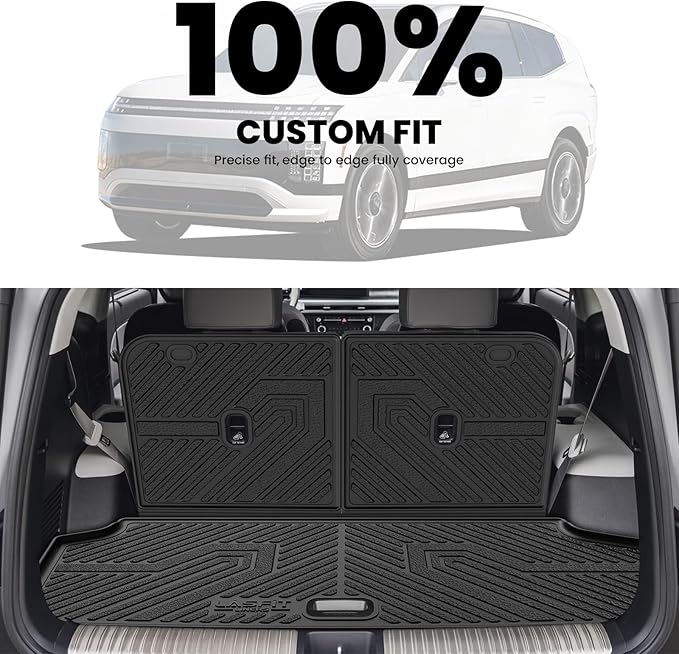 LASFIT Backrest & Cargo Mats for Hyundai Ioniq 9 2026, All Weather TPE Custom Fit Hyundai Ioniq 9 2026 Full Set Car Accessories Backrest Mats & Trunk Liners,Black