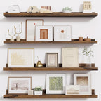 Fun Memories Picture Ledge Shelf - 30 Inches Floating Shelves Set of 4 - Floating Shelves with Lip for Storage - Wood Bookshe