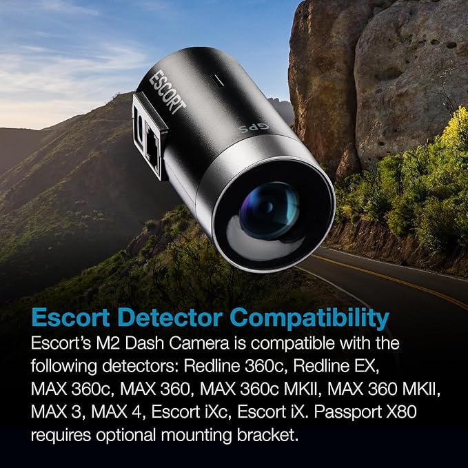Escort M2 Smart Dash Cam – 1080P Full HD Video Dash Cam, Incident Reports, Parking Mode, Drive Smarter App, Wi-Fi & GPS, 16GB