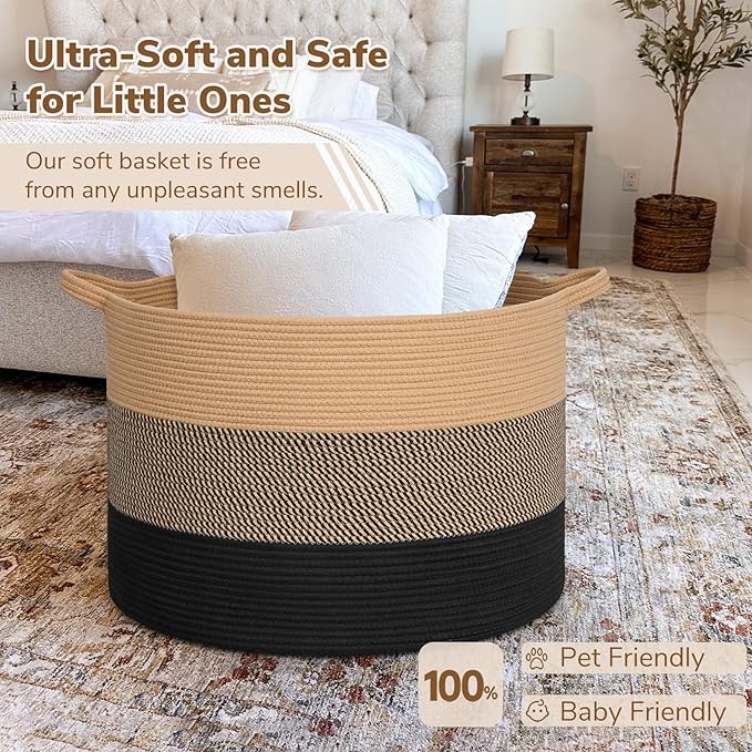 INDRESSME 115L Extra Large Blanket Basket for Apartment Décor, Woven Baby Laundry Hamper Shoe Basekts for Entryway, Wicker St