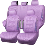 CAR PASS Light Purple Bling Diamond Leather Car Seat Covers Full Sets, Waterproof Shining Glitter Sparkly Crystal Universal A