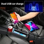 2 Pack Car Seat Gap Organizer,Multifunctional Seat Gap Storage Box with USB Fast Charger, Car Seat Pockets with Led Light, Car Seat Gap Filler with Cup Holder (Black)