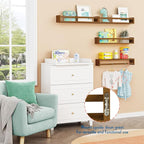 Forbena 24 Inch Wooden Floating Nursery Book Shelves for Wall, Walnut Nursery Bookshelf Wall Mounted for Kids Bedroom, Large 
