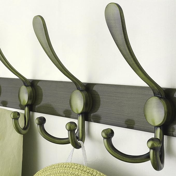 Dseap Coat Rack Wall Mount - 38” Long 10-Tri-Hooks Heavy Duty Coat Hanger Rail Wall Hooks for Hanging Coats Hats Clothing Clo