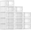 SONGMICS Shoe Boxes, Pack of 12 Shoe Storage Organizers, Stackable Clear Plastic Boxes for Closet, Sneakers, 13.1 x 9.1 x 5.6