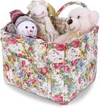 Storage Basket Boho Fabric Large Collapsible Floral Laundry Nursery Hamper Portable Folding Storage for Clothes Toys (Green)