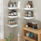 Square Floating Shelves for Wall, 12" W x 12" D x 2" H, 2 Pack of Small Wall Mounted Engineered Wood Shelves with Invisible B