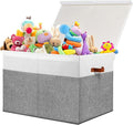 Gowee Large Toy Storage Box with Lid, Sturdy Toys Storage Chest Bin Organizer Basket with Dividers for Kids, Boys, Girls, Nur