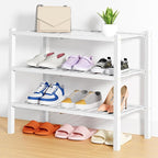Smiry Shoe Rack, 3 Tier Thick Bamboo Shoe Organizer, Stackable Free Standing Wooden Shoe Storage Shelf for Closet, Entryway, 