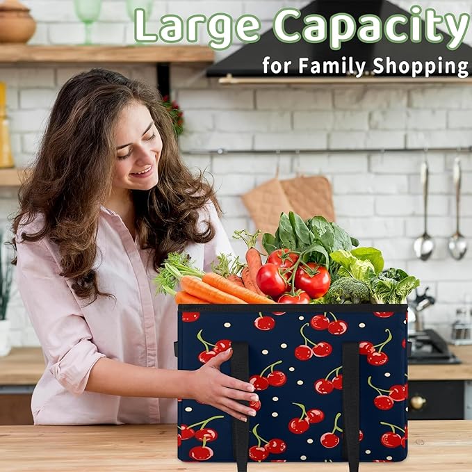Reusable Grocery Bag Foldable Shopping Tote Bag with Handles Reusable Shopping Bags Large Kitchen Grocery Bags