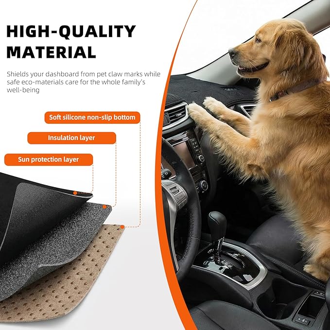 KEYOOG Dashboard Cover Dash Mat Fit for 2018-2012 Fo-rd Focus (Not Fit ST or RS Models),Car Dash Board Mat Anti-Glare Carpet,