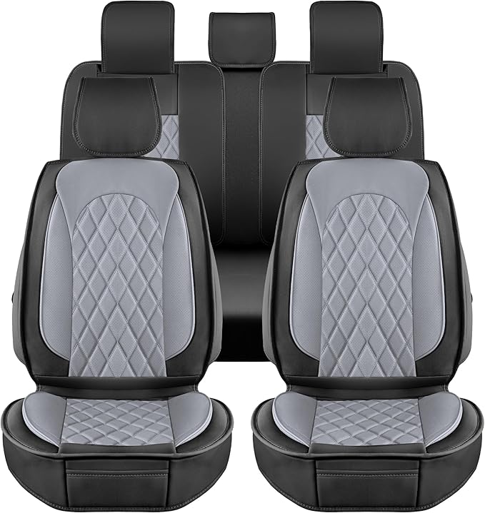 LINGVIDO Car Seat Covers Full Set (5 Seats) - Premium Perforated Nappa Leather, Waterproof Shield, Omni-Adapt Fit SUVs Sedans