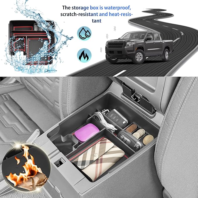 SHAOHAO 2 Pcs for 2025 2026 Nissan Frontier Center Console Organizer for 2022 2023 2024 2025 2026 Nissan Frontier Accessories (S/SV/Pro-X/Pro-4X/SL) Middle Console Tray Space Expand Armrest Organizer