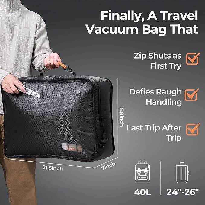 Relime Apex Series Vacuum Bags for Travel Luggage, 180° Open, Reusable Compression Bags for travel Pack, Vacuum Seal Packing 
