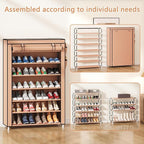 Laiensia 7-Tier Vertical Shoe Rack Organizer, Space Saving Shoe Storage Organizer, Non-Woven Cover Shoe Shelf Holds 28-35 Pai