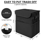 Car Trash Can Bin with Lid - Collapsible Car Garbage Can with Storage Pockets-Black Mini Leakproof Vehicle Trash Bag-Small Automotive Organizers and Storage for Back/Front Seat SUV Truck Accessories