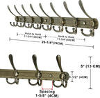 Dseap Coat Rack Wall Mount - 29.5” Long 8-Tri-Hooks Heavy Duty Coat Hanger Rail Wall Hooks for Hanging Coats Hats Clothing Cl
