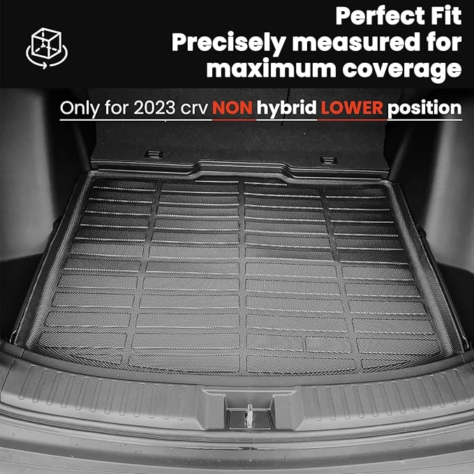 Auxko All Weather Cargo Liner Fit for Honda CRV 2023 2024 2025 2026 (Non Hybrid) Lowest Position TPE Rubber Liners CRV Accessories All Season Guard Odorless Anti-Slip Cargo Mat Black