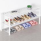 Smiry Bamboo Shoe Rack for Closet, 2 Tier Long Wooden Stackable Shoe Organizer, Free Standing Shoes Storage Shelf for Entrywa
