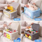 CYhom Clothes Storage Bins Box - Foldable Stackable Container Organizer Set with Clear Window & Carry Handles & Metal Frame -