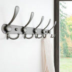 Dseap Coat Rack Wall Mounted - 5 Tri Hooks, Heavy Duty, Stainless Steel, Metal Coat Hook Rail for Coat Hat Towel Purse Robes 