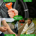 HolaKit Car Emergency Kit – Roadside Safety Kit with Jumper Cables, LED Headlamp, First Aid, EVA Bag, Poncho, Safety Vest & M