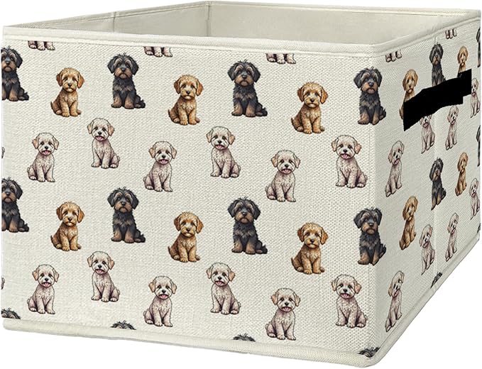 Cavapoo Gifts Storage Bins & Boxes with Handles, Dog Foldable Basket for Organizing Dog Lovers Owners, Cavapoo Christmas Coll