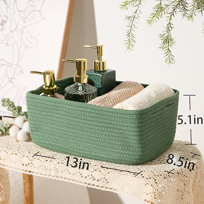 MiniArk Small Storage Baskets for Organizing | Closet Organizer Bins | Shelf Toy Basket | Woven Rope Baskets | Cube Decorativ