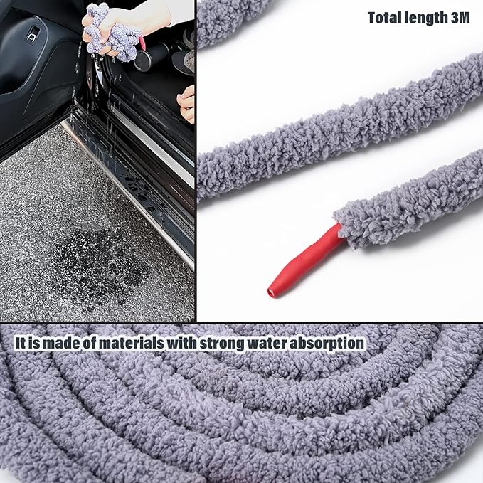 10 Feet Soft Water Absorbent Rope Tint Tools, Window Tint Film Install Water Drying Absorbed Rope, Automotive Windshield