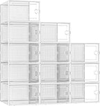 Kuject X-Large Shoe Storage Boxes Organizers Clear Plastic Stackable 12 Pack, Shoe Rack & Holder Substitute, Sneaker Containe