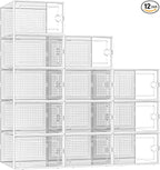 Kuject X-Large Shoe Storage Boxes Organizers Clear Plastic Stackable 12 Pack, Shoe Rack & Holder Substitute, Sneaker Containe