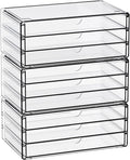 Yieach 11.1 Inch Long Clear Drawer Organizers Stackable,3 Pack Small Acrylic Drawers,School,Office Supplies Organizer And Sto