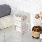 BTSKY 2 Pack Small Acrylic Storage Organizer with Drawers, 3-Layer Clear Desktop Organizer for Office Supplies Mini Storage B