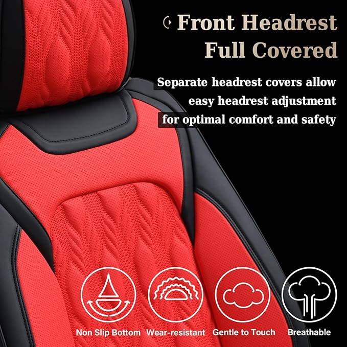 Coverado Car Seat Cover Full Set, Leather Seat Covers for Front and Rear, Waterproof Seat Covers 5 Seats, Luxury Car Seat Pro
