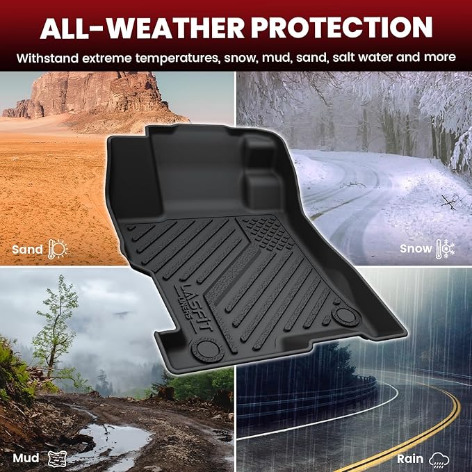 LASFIT Floor Mats for Honda Accord Sedan 2012 2011 2010 2009 2008, All Weather Custom Fit TPE Floor Liners 1st & 2nd Row, Black (Not for Coupe)