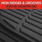Motor Trend -2 Piece Front Car Floor Mats- Black FlexTough Contour Liners-Deep Dish Heavy Duty Rubber Floor Mats for Car SUV Truck & Van-All Weather Protection, Universal Trim to Fit