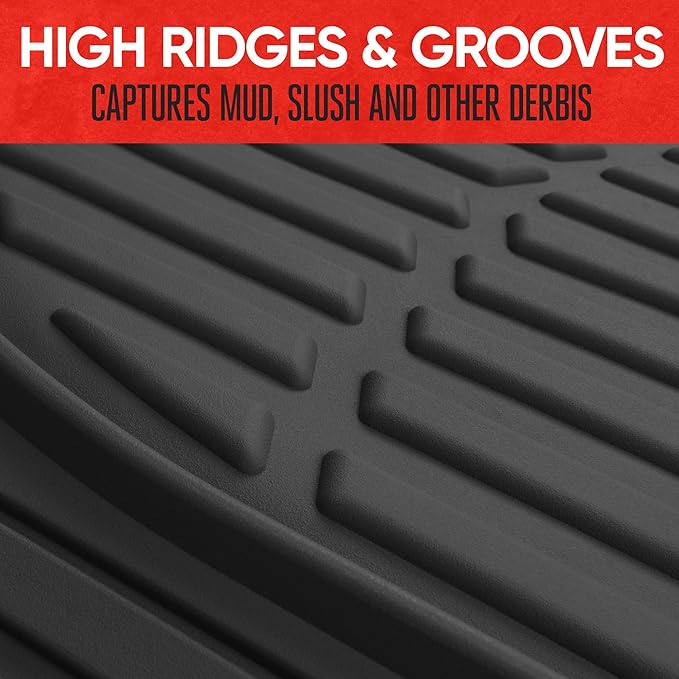 Motor Trend -2 Piece Front Car Floor Mats- Black FlexTough Contour Liners-Deep Dish Heavy Duty Rubber Floor Mats for Car SUV Truck & Van-All Weather Protection, Universal Trim to Fit