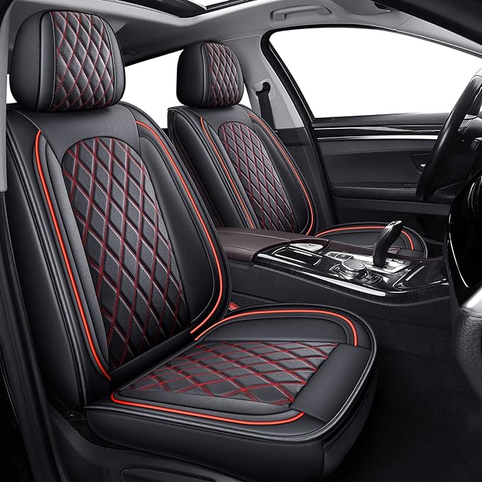 MIROZO Front Seat Covers,2PCS Car Seat Covers Red Waterproof Seat Protector Automotive Vehicle Cushion Cover Universal Fit fo