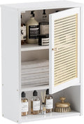 HITNET Medicine Cabinet, Rattan Bathroom Wall Cabinet Over Toilet, Bamboo Space Saver Storage Organizer with Door and Shelf f