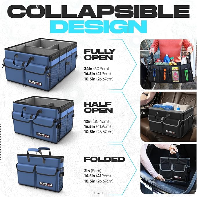 FORTEM Trunk Organizer For SUV Car Trunk Organizer, Foldable Storage, Car Accessories for Women Men, Collapsible Bag, Perfect C