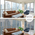 HIDBEA One Way Privacy Window Film, Daytime Mirror Reflective Heat Control UV Sun Blocking Non-Adhesive Static Cling Window Tint for Home and Office(Gray-Silver, 17.5 Inch x 6.5 Feet)