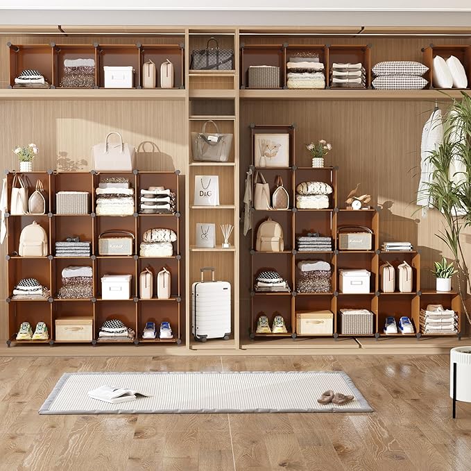AWTATOS Cube Storage Organizer, Storage Cubes Shelves Bookshelf, 12 Cube Closet Organizers and Storage, DIY Stackable Plastic