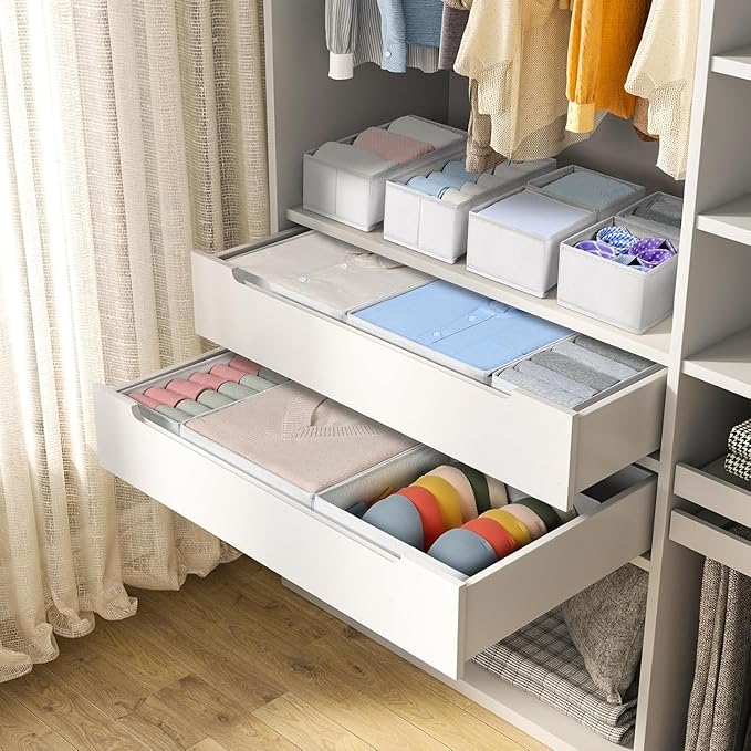DIMJ Drawer Organizer Clothes, 24 Pack Dresser Organizer, Foldable Closet Organizers and Storage, Fabric Dresser Drawer Organ