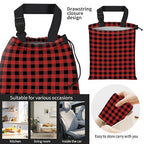 Car Trash Bag Large Hanging Can for Back of Seat, Cute Waterproof Car Garbage Bag for Vehicle, Travelling, Outdoor Black Red Plaid