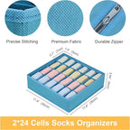 Joyoldelf Sock Organizer Drawer Organizer - 2 Packs Underwear Organizer, 24 Cells Collapsible Closet Organizers and Storage S